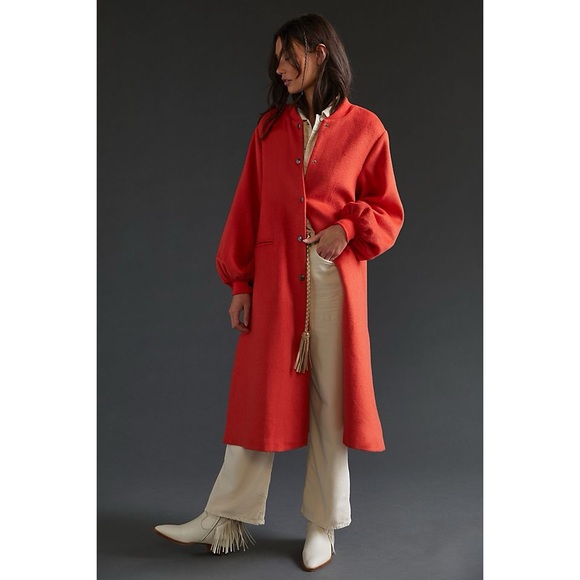 Anthropologie Jackets & Blazers - Anthropologie dRA Los Angeles Wool Blend Puff sCardigan Coat - Red Orange